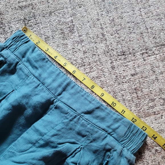 Athleta Green Playa 100% Linen Wide Crop Pants High Rise Elastic Waist Size 4 - Picture 12 of 13